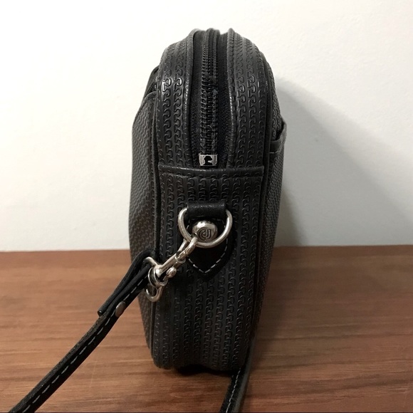 Charles Jourdan | Vintage Leather + Canvas Crossbody Bag Black - Picture 5 of 8